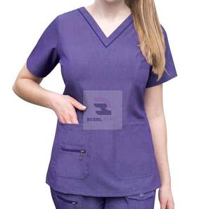 Top de gommage pour femmes Col en V Infirmière Hôpital Uniforme Unisexe Médecin Tops - Product Image 3