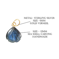Pendentif en pierre de lune blanche Seshell fait à la main 12mm pierres précieuses en argent Sterling plaqué or coquillage sculpté breloques pour la mode féminine