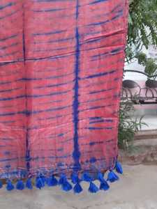 ผ้าพันคอผ้าไหมมัดย้อมทำด้วยมือสุดหรูดูแพ็ทต้าพร้อมพู่ตกแต่งขอบสำหรับคอและชายหาดฤดูร้อน - Product Image 5