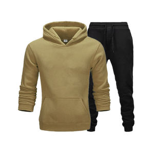 Hot Selling <b>Men's</b> Comfortable 100% Cotton Tracksuit Breathable Cotton Fleece Pullover <b>Hoodie</b> <b>Black</b> Pant Set Plus Size Autumn - Product Image 6