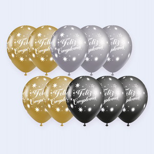 Palloncini Rotondi Metallizzati Oro 'Party Love' per Decorazioni di Compleanno, Confezione da 12 Pezzi - Product Image 5