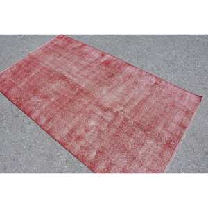 Modern Vintage Turkish Rug <b>Red</b> 3.7 X 6.5ft Large Area Wool <b>Latex</b> Backing Patchwork Pattern for Hallway Bedroom 10mm Thickness - Product Image 4