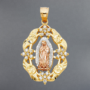 Trois tons plaqué mère marie pendentif mode bijoux accessoire diamant clouté personnalisable enfants laiton cuivre étanche - Product Image 4