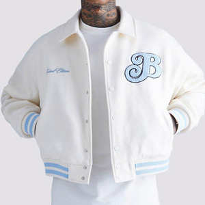 Wholesale Custom Logo Embroidery <b>Baseball</b> <b>Jacket</b> Sports Loose Boxy Varsity <b>Jacket</b> <b>Mens</b> Outerwear - Product Image 1