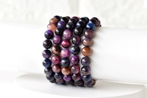 Latest Trending Tiger Cat’s Eye Violet 8mm Round <b>Beaded</b> <b>Bracelet</b> Hand Polished Natural Gemstone For Meditation Jewelry Fashion - Product Image 2