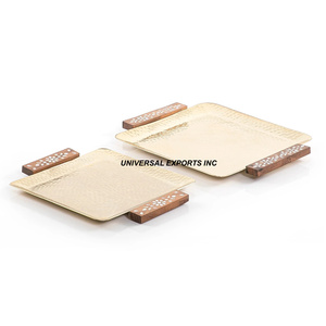 Luxury Set Of Two <b>Chocolate</b> Tray Gold Finished Handmade <b>Chocolate</b> Platter Latest Collection Decorative <b>Chocolate</b> Tray - Product Image 1