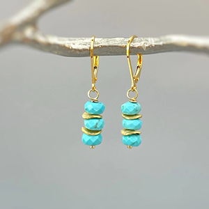 Piedras preciosas turquesas de alta calidad, hechas a mano, ligeras, para todos los días, joyería de 14K para mujer, Pendientes colgantes de piedra natal de diciembre - Product Image 1