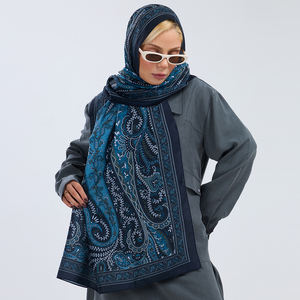 Élégant châle pashmina à motif botanique paisley oriental et vert sarcelle, toucher doux, sensation coton, léger, pour femme, toutes saisons - Product Image 2