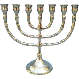 Portavelas de diseño antiguo Seven Branch Silver Menorah Candelabro Portavelas de metal para decoración del hogar y decoración religiosa - Product Image 1