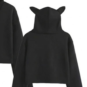 Chaqueta de Invierno de Moda para Mujer, de Alta Calidad, Cómoda, Informal, Holgada, con Capucha, Orejas de Gato, Forro Polar Corto, Teñido Anudado, Lavada, con Logotipo Frontal - Product Image 4