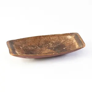 Modern Hand Carved Wooden Dough Bowl, Rustic Farmhouse Bread Bowl, Long Decorative Centerpiece for Kitchen & Entryway Table - Product Image 6