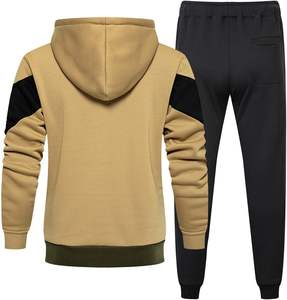 Men's 2-Piece Color Block Sweatsuit Long Sleeve Hoodie and Joggers Set Winter Activewear <b>Outfits</b> - Product Image 3