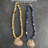 Collier personnalisé style plage en pierre naturelle, pendentif coquillage, perles de pierres précieuses, réglable, bijoux pour femme, collection de vacances