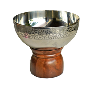 Bol rond à base en métal et en bois Best Seller Bols en métal pour le stockage des fruits et légumes de cuisine Présentoir de service Bol de pièce maîtresse - Product Image 1