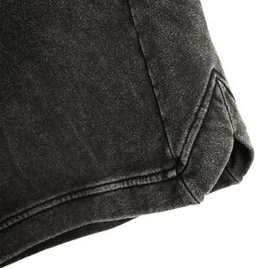 Haute qualité Vintage décontracté coton Shorts pour hommes en détresse respirant noir acide lavage avec motif décoration DDP expédition - Product Image 5