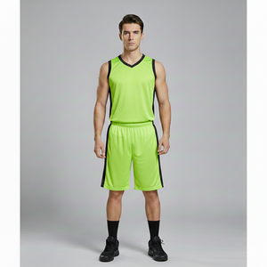 Ensemble de shorts de basket-ball de style universitaire américain en gros, taille américaine, bordure unie, logo personnalisé, uniforme de basket-ball 100% - Product Image 1
