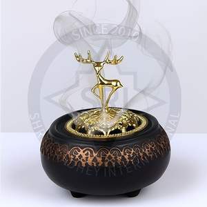 Luxury Black PVD Coated Incense <b>Burner</b> with Golden Deer Lid Premium Bakhoor & <b>Oud</b> <b>Burner</b> Home Arabic Gifts Aromatherapy Diffuser - Product Image 1