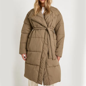 Custom Lightweight Long <b>Padded</b> Quilted Windproof Winter Puffer Jacket For Women / Custom Winter Outerwear Puffy Jacket For Women - Product Image 1