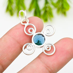 Collier de luxe en argent 925 avec topaze bleue LONDRES, poids 22g - Product Image 3