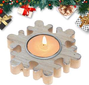 Bougeoir en bois de ferme vintage fait à la main bougeoir en métal et en fer pour la décoration intérieure et la décoration de table de mariage - Product Image 3