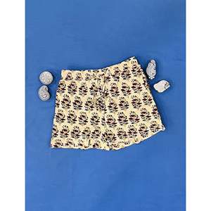 กางเกงขาสั้นผ้าฝ้ายพิมพ์ลายบล็อก - ผ้าฝ้าย 100% เอวกลาง ระบายอากาศได้ดี ไซส์ใหญ่ พร้อมลายตกแต่ง - Product Image 1