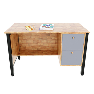 Meubles d'école modernes, bureau d'enseignant avec 2 compartiments, bois de caoutchouc et pieds en fer BGV001 - Product Image 2