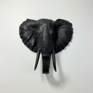 Sculpture murale tête d'éléphant en fer, décoration animale traditionnelle, légère, durable, à fixer au mur, noire, luxe, salon, hôtel - Product Image 1