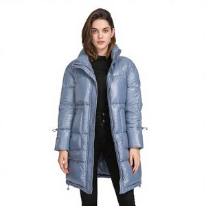 Manteau long personnalisé en gros, nouvelle tendance automne/hiver 2026, doudoune chaude en duvet de canard blanc avec fermeture éclair, en nylon/cachemire pour femme - Product Image 1