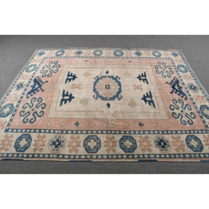 Alfombra Vintage, Alfombra Turca Grande de 6x7.7 pies, Alfombra Azul Rosa con Diseño de Camuflaje - Product Image 3