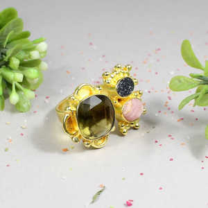 Cadena de cuerpo fino de plata de ley 92,5 con anillo de piedras preciosas múltiples - Product Image 3