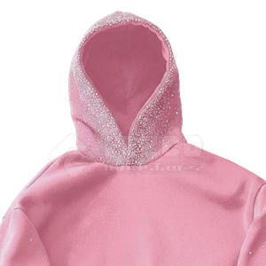 Mode à la mode hiver hommes strass à capuche avec logo personnalisé imprimé couleur unie tissu polaire conception personnalisable - Product Image 4