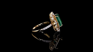 แหวนมรกตสีเขียวสังเคราะห์ทรงแฟนซี ประดับเพชรทรงหยดน้ำและทรงกลมที่เพาะเลี้ยงในห้องปฏิบัติการ |   แหวนแต่งงาน แหวนงานเลี้ยง และแหวนของขวัญ - Product Image 3