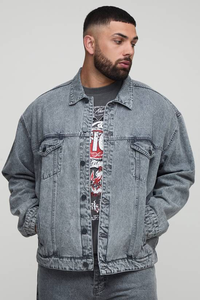 แจ็คเก็ตยีนส์สีดำฟอกทรงหลวมสไตล์ลำลองสำหรับผู้ชาย ผลิตตามแบบ OEM ODM ผ้ารีไซเคิล คุณภาพรับรองมาตรฐาน เสื้อผ้าชั้นนอก - Product Image 4