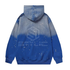 Vente en gros de sweats à capuche en coton mélangé à l'acide lavé à la broderie de grande taille - Product Image 2