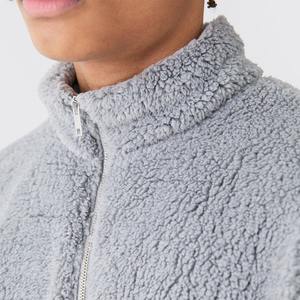 Customized <b>Men's</b> Oversized <b>Sherpa</b> <b>Fleece</b> Hoodie with Embroidered Logo Low MOQ Zip Casual Winter Hoodie with Teddy 3D Pattern - Product Image 3