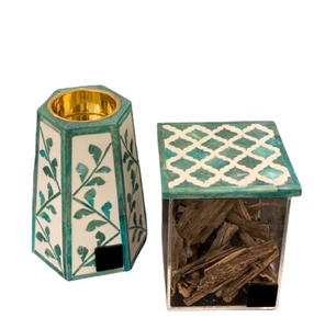 Acrylic <b>Bakhoor</b> <b>Burner</b> Tray Sets <b>Electric</b> Scented Incense <b>Burner</b> with Wood Material Traditional Arabian Design Ramadan Gift - Product Image 3