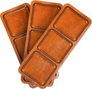 Plateau rond en bois texturé de luxe Planche de service élégante et artisanale Plateau de présentation en bois rustique de qualité supérieure Vaisselle à manger Cuisine - Product Image 5