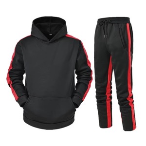 Conjunto de Sudadera con Capucha y Pantalones Deportivos Colorblock para Hombre, Talla Grande, con Bordado de Logotipo y Estampado en Caliente, Manga Larga, 2 Piezas - Product Image 4