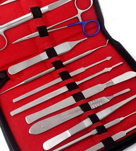 Kit d'instruments chirurgicaux vétérinaires de qualité supérieure, 44 pièces, avec ciseaux, pinces, porte-aiguilles, manche de scalpel - Product Image 6