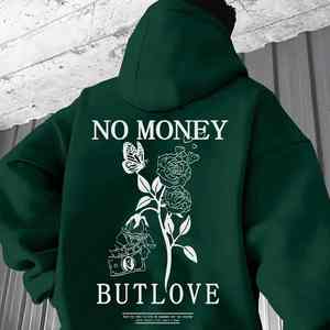 Chaqueta con capucha con estampado de letras florales para hombre, nuevo estilo suelto con hombros caídos, a la moda para primavera otoño 100%, algodón para parejas - Product Image 2