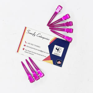 Customizable High Quality Pink Transparent Single Prong Metal <b>Clips</b> Duckbill <b>Hair</b> <b>Sectioning</b> Pins for Commercial <b>Hair</b> Extensions - Product Image 1