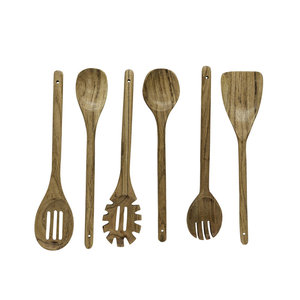 <b>Set</b> of 6 Natural Acacia <b>Wood</b> Serving Forks Eco-Friendly <b>Kitchen</b> Gadgets and Accessories for Food Service Household Use - Product Image 1