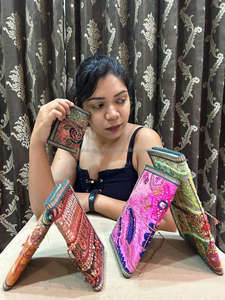 Nouveau véritable fabriqué à la main coloré Sari garniture brodé fil sécurisé fermeture Journal Vintage vibrant couverture non doublé feuille recyclée - Product Image 6