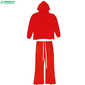 Conjuntos de Sudadera y Pantalones Acampanados de Algodón 100% Ecológico Transpirable de 400 GSM Personalizados para Streetwear, Unisex, de Alto Gramaje - Product Image 2