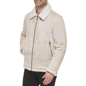 Veste d'hiver classique pour homme, coupe ajustée, en cuir véritable et toile, logo sur le devant, respirante, style streetwear, vente en gros - Product Image 2