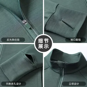 Người Đàn Ông Của Phụ Nữ Của Mùa Đông Đào Tạo Áo Khoác Cho <span class=keywords><strong>Marathon</strong></span> Chạy Đứng Cổ Áo Dây Kéo Đóng Cửa Ngón Tay Cái Lỗ Cho Tập Thể Dục Chạy Bộ Đồng Hồ - Product Image 3