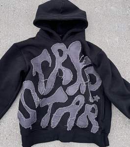 <b>Top</b> Trending Comfortable Winter Men's <b>Distressed</b> Embroidery Hoodies 100% Cotton Fleece Custom Logo Pullover - Product Image 3