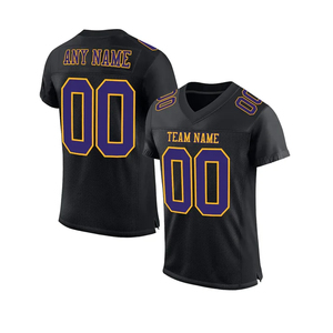 Custom <b>Men's</b> <b>Black</b> Football Jersey V-Neck Mesh Breathable Sublimated Print Team Name Any Name Short Sleeve Adult 100% Polyester - Product Image 1