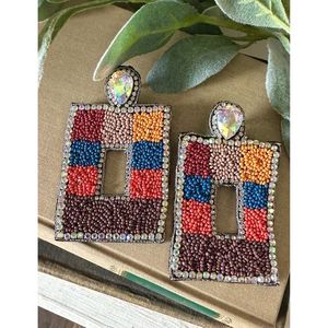 Handmade Earrings with Colorful <b>Thread</b> and <b>Beads</b> - Product Image 1