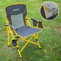 Chaise de camping moderne pour adultes, supportant jusqu'à 350 lb, dossier en maille respirante, accoudoirs en acier inoxydable, porte-gobelet, sac de transport portable